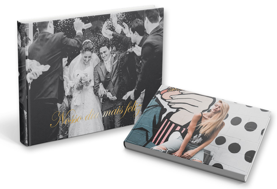 Álbuns com capas fotográficas personalizadas do catálogo da Play Print